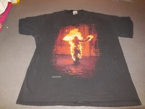 AW9 RAMMSTEIN Vintage T shirt BURNING MAN 90S METAL GUC 22 x 29 Sz L Thrashed - Picture 1 of 9