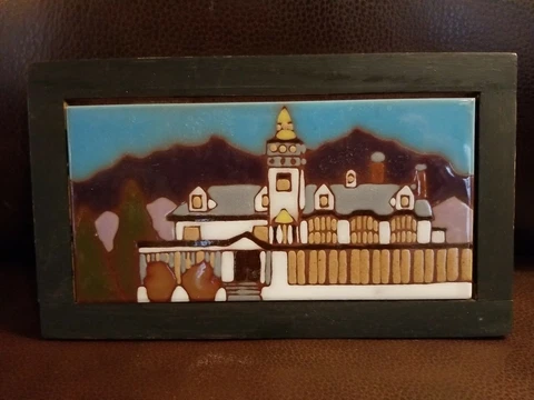 VINTAGE MEXICAN MISSION TALAVERA TILE/TRIVET IN WOOD FRAME 9.5" X 5.75" Cover
