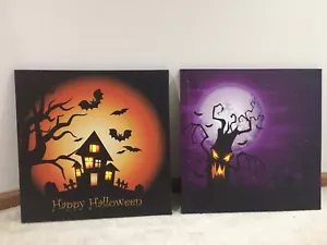 Lotto di 2 quadri da parete in tela led Halloween - Foto 1 di 7