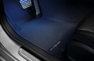 Juego de 4 tapetes de terciopelo genuinos Mercedes AMG antracita W205 S205 C LHD - Imagen 1 de 4