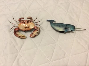 Sea Life Krabbe Wal 3D bunte Kühlschrankmagnete 2er Set - Bild 1 von 4