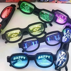 Glowing Neon LED Glasses Sense of Technology Flash Eye Glasses Cosplay - Picture 1 of 12
