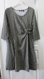 Abito midi pullover girocollo manica 3/4 Lands' End NUOVO cotone verde paisley taglia PL - Foto 1 di 22