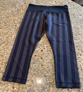 Lululemon Wunder Under Crop MicoMacro Black Heathered Alberta Lake Gray Stripe - Picture 1 of 8
