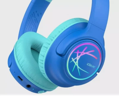 iClever Kids BTH18 синий Bluetooth 5.3 наушники светодиодный свет безопасный громкость совершенно новый - Изображение 1 из 4