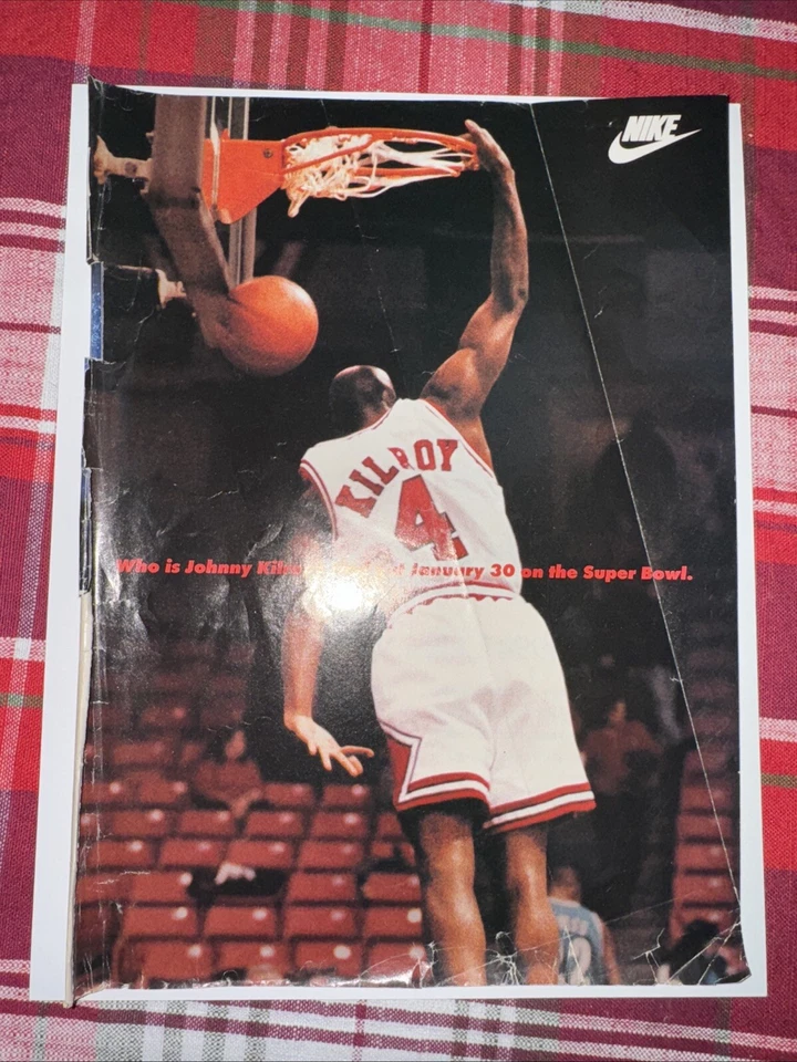 Anuncio impreso Nike Michael Jordan 1994 - Johnny Kilroy extremadamente raro - ¡dañado! Foto 1 de 2