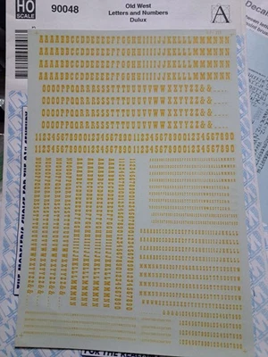 Calcomanías a microescala 90041 HO 1/87 blancas letras de la era del vapor del viejo oeste números Foto 1 de 4