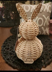CUTE Rae Dunn 10" Wicker like Bunny Rabbit Happy Easter Viral Decor BRAND NEW! - Picture 1 of 5
