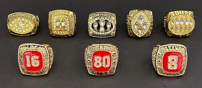 8 - SF 49ers Rings / 5 Superbowl, 3 HOF MVP, 4 Montana, 2 Rice & 2 Young - Image 1 of 4