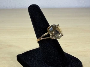 Vintage Ring 10K Gelbgold 6,57ct rund Rauchquarz 70er Jahre Größe 4,75 - Bild 1 von 22