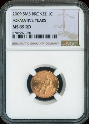 2009 Formative Years Lincoln Cent NGC MS69 RD SMS Quality - Image 1 of 2