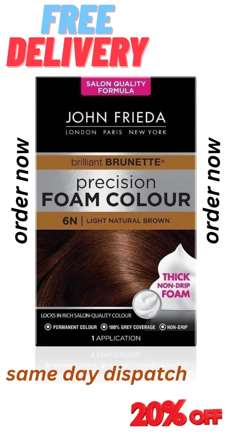 John Frieda Precision Foam Colour 6N, Salon Finish Hair Dye 100% Grey Coverage