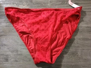 Victoria Secret Red Polka Dot Sheer Front Solid Back Bikini Large - Picture 1 of 5
