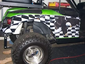 Carro de golf American Checker bandera águila GRANDES calcomanías gráficas laterales EZGO club car - Imagen 1 de 4
