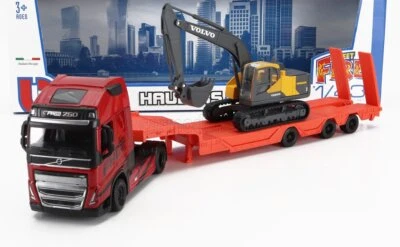 MODELLINO CAMION STATICO BURAGO VOLVO FH16 XL 750 TRASPORTO ESCAVATORE 1/43 - Immagine 1 di 4
