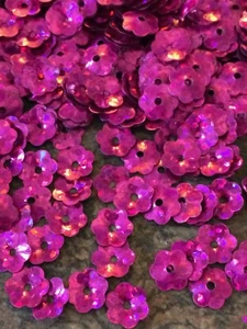 Sequins Flower Cup 6mm Fuchsia Hot Pink Laser Hologram Choose Pack Size - Picture 1 of 2