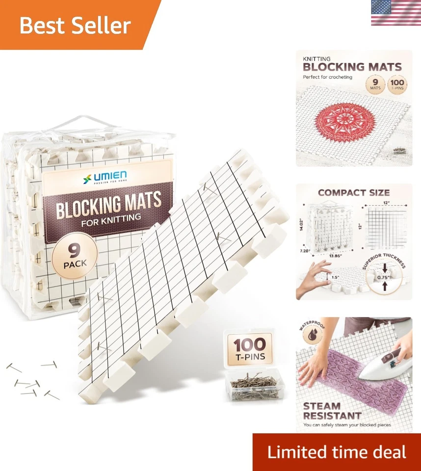 Blocking Mats for Knitting 9 Pack Extra Thick Boards With Grids Suitable Storage