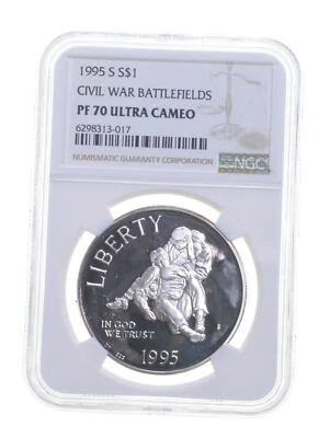PF70 UCAM 1995-S Civil War Battlefield Commemorative Silver Dollar - NGC *5354 - Image 1 of 3