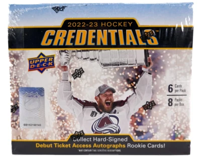 2022/23 Upper Deck Credentials Hockey Hobby Box 8 Packs Per Box 6 Cards Per Pack - Image 1 of 4