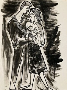 Very Nice Drawing Ink On Paper Character Erotic Man Art Pécoul 1950 - Picture 1 of 10