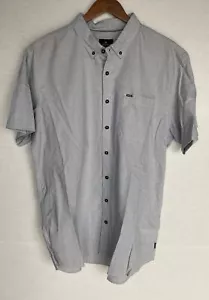 RIP CURL MEN'S SRIPED SHIRT SLEEVE BUTTON UP SHIRT GREY WHITE SIZE XL - Picture 1 of 3