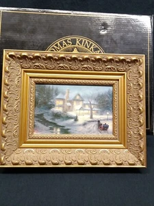 Thomas Kincaid 7 1/2 x 9 1/2 Gilded framed picture Moonlit Sleigh Ride #41007 - Picture 1 of 5