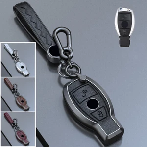 Zinc Alloy Leather Car Key Fob Case Cover For Mercedes Benz A C E GLC GLK GLA - Picture 1 of 12