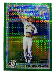 2010 Bowman Chrome Baseball Green Refractor Stephen Parker A's #BCP177 NRMT - Picture 1 of 2
