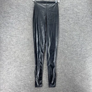 New PRETTYLITTLETHING Leggings Women 2 Black Faux Leather High Rise Capri Skinny - Picture 1 of 11