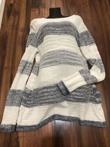 Suéter de mujer Calvin Klein Jeans XL blanco roto azul a rayas manga larga túnica - Imagen 1 de 9