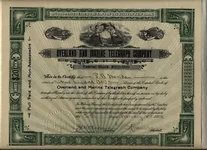 Overland & Marine Telegraph Company Aktienzertifikat New York - Bild 1 von 1