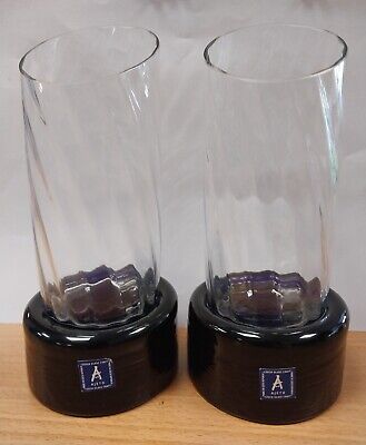 Art Deco Handblown Pair Of Vases/Candlestick By Ajeto Czech - Cobalt Blue Base>