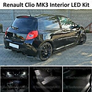 PREMIUM RENAULT CLIO MK3 SPORT 05-12 INTERIOR WHITE LED LIGHT BULB UPGRADE KIT