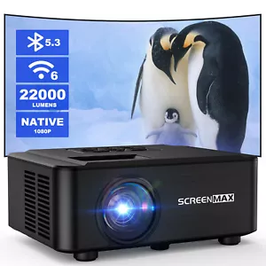 4K Projector 22000 Lumen 1080P HD 5G WiFi Bluetooth HDMI USB Office Home Theater - Picture 1 of 10