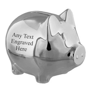 Personalisierte gravierte versilberte Sparschwein-Geldbox - Bild 1 von 1