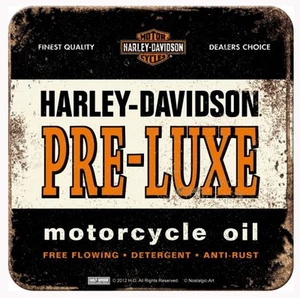 Rustic Metal Coaster HARLEY DAVIDSON PRE-LUXE 9x9cm Motorcycle Oil Licensed Prod - Picture 1 of 2