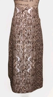 LuLaRoe - Brown Snakeskin Wide Waist "Ivy" Midi Pencil Skirt - Women's Size 2XL - Image 1 of 3