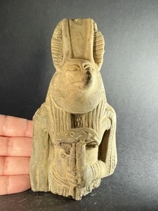 ANCIENT EGYPTIAN STONE STATUE FRAGMENT OF THE GOD OF AFTERLIFE ANUBIS CA 800 BC - Picture 1 of 18