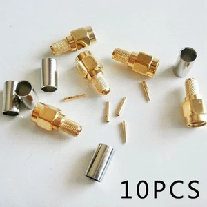 Straight RF For SMA Male Crimp Connectors for RG58 RG142 LMR195 RG400 Set of 10 - Zdjęcie 1 z 5