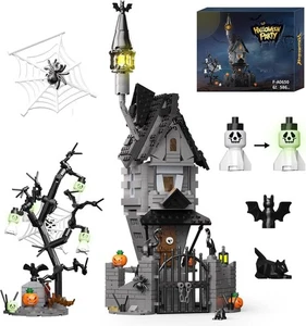 Halloween Haunted House Building Set – Light-Up Haunted Mansion with Ghosts - Picture 1 of 6