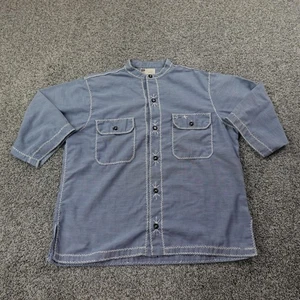 VTG Sears Shirt Mens M 15.5 Blue Denim Chambray Button Up Perma Prest 70s USA - Picture 1 of 9