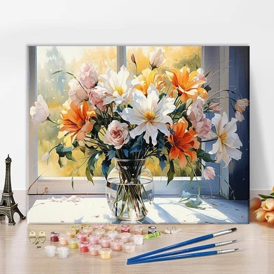 Paint by Numbers Flowers, Adult Paint by Number Kits on Canvas Wildflower - Image 1 of 4