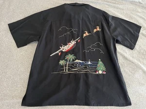 Bamboo Cay Embroidered Black Shirt Santa Claus Christmas Mens XL - Picture 1 of 5