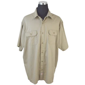 Carhartt Mens Shirt 3XL Khaki Short Sleeve Polyester Cotton Blend - Picture 1 of 7