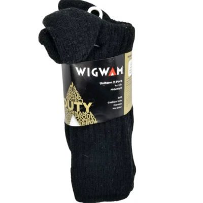 Wigwam NEGRO Uniforme Paquete de 2 Calcetines de Trabajo Peso Medio Grande Hombres 9-12 Mujeres 10-13 Foto 1 de 4