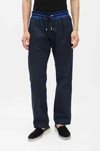 Dolce&gGabbana Black Navy Drawstring Pants Size 50 - Picture 1 of 14