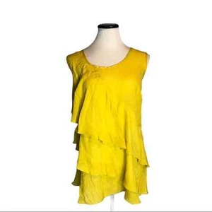 Top fluido Ashley Stewart, giallo, arricciato anteriore, senza maniche, taglia plus 20 - Foto 1 di 5