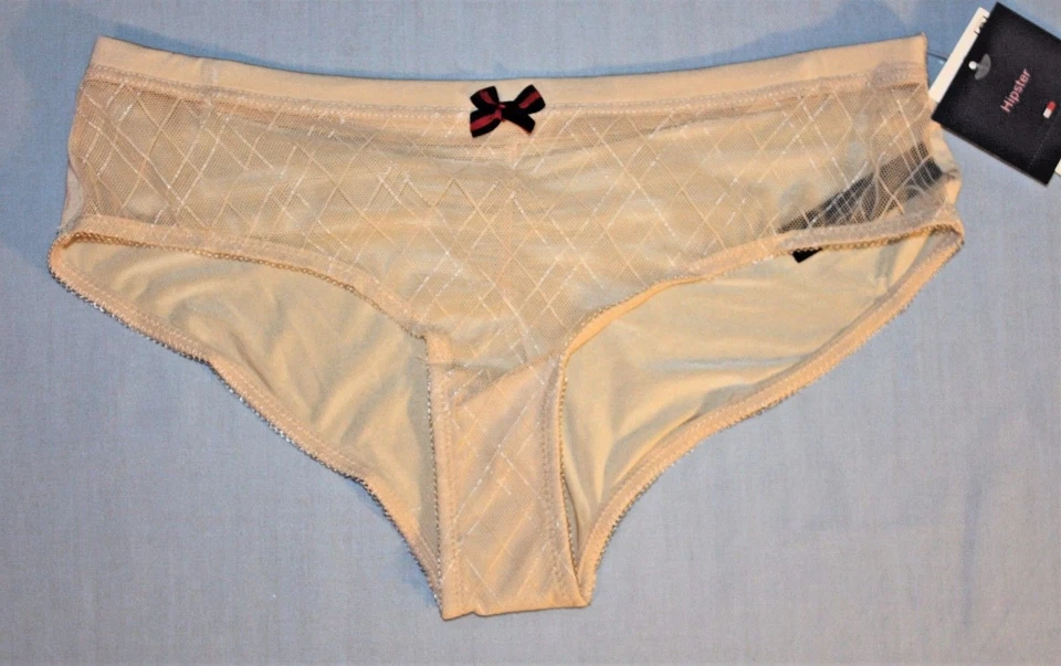 TOMMY HILFIGER BRAGAS HIPSTER DE MALLA A CUADROS PARA MUJER TALLA PEQUEÑA ROPA INTERIOR NUDE NUEVAS CON ETIQUETAS Foto 1 de 4