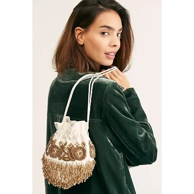 Free People Beaded Embellished Pouch in White - Image 1 of 4