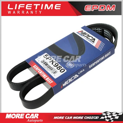 EPDM Serpentine Drive Belt 5PK980 Fits for BMW Chevrolet Mazda Pontiac Toyota - Image 1 of 4